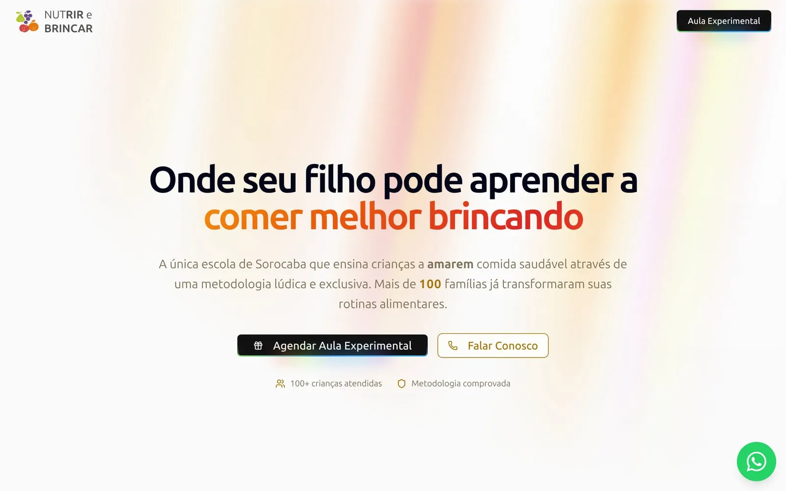 Página inicial do site da Nutrir & Brincar