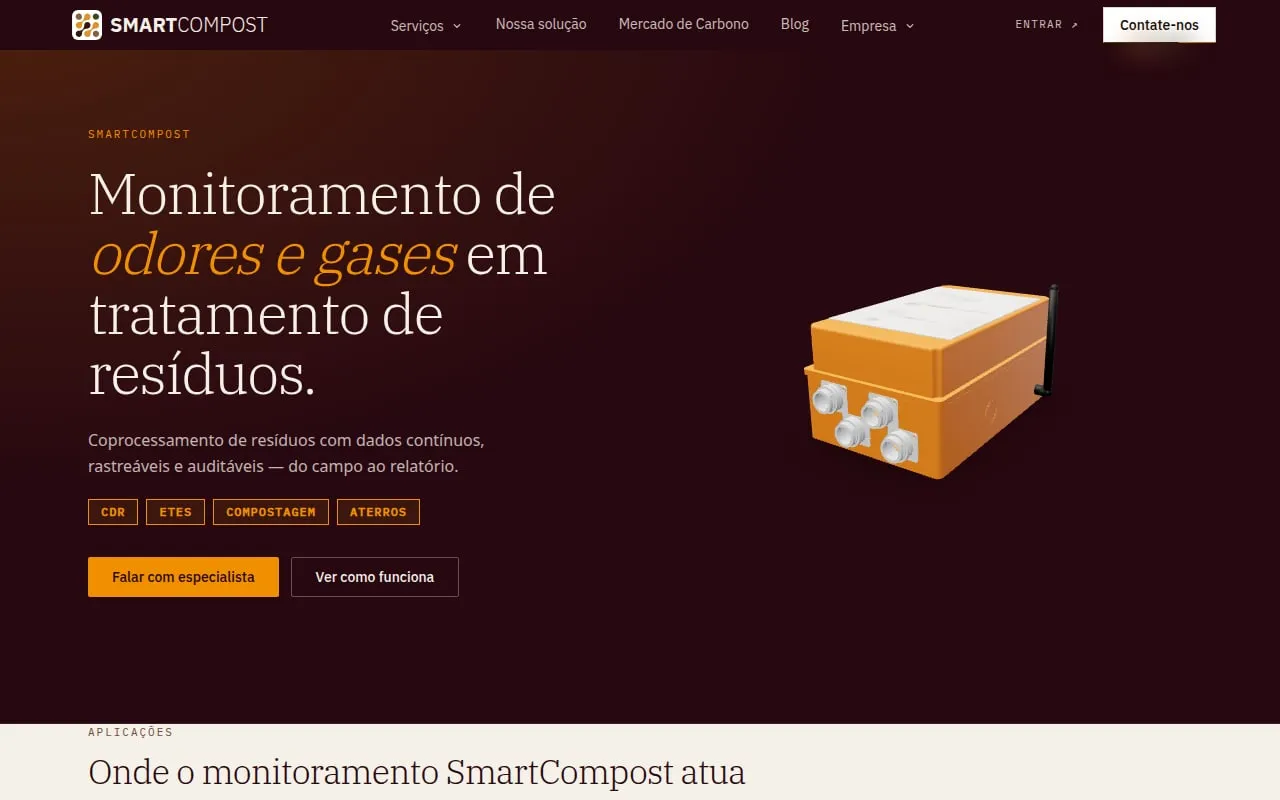 Página inicial do site da SmartCompost